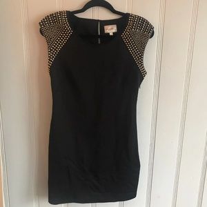 Studded black mini dress bodycon M
